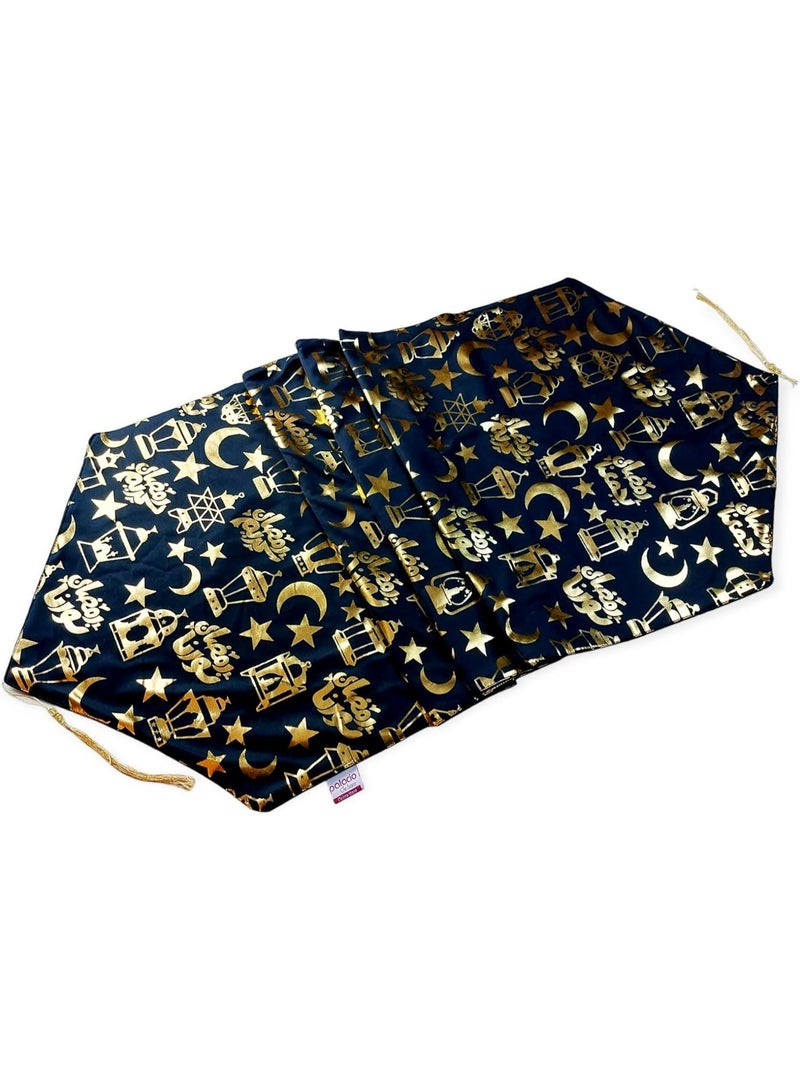 Gold Linen Ramadan Cushion with Reversed Leather Accent 45x45 cm Square Decorative Pillow for Sofa Chairs Elegant Home Accent and Seasonal Festive Decor - Image 4